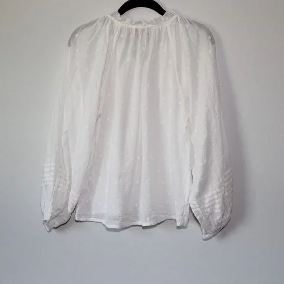 Cleobella Anthropologie Antonia Button Peasant Blouse White Boho Small H13419 - Picture 5 of 11